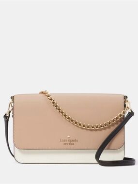 kate spade Blush, Cream & Black Colorblock Crossbody with Gold Chain Strap NWOT